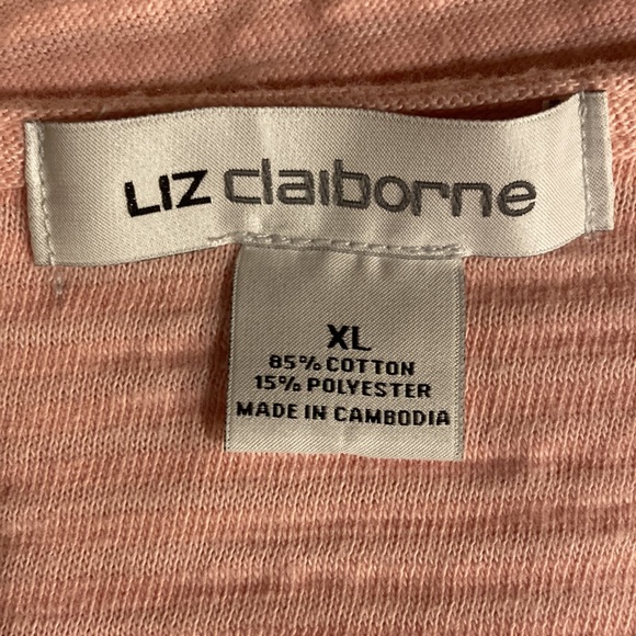 XL Liz Claiborne Peach Textured 3/4 Sleeve Top - Picture 6 of 6